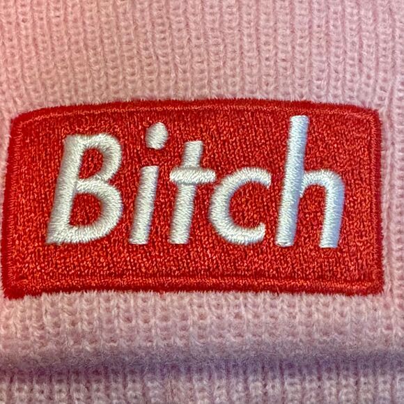MTTM B!tch Red Box Logo Beanie Pink Married to the Mob Streetwear - Picture 2 of 6